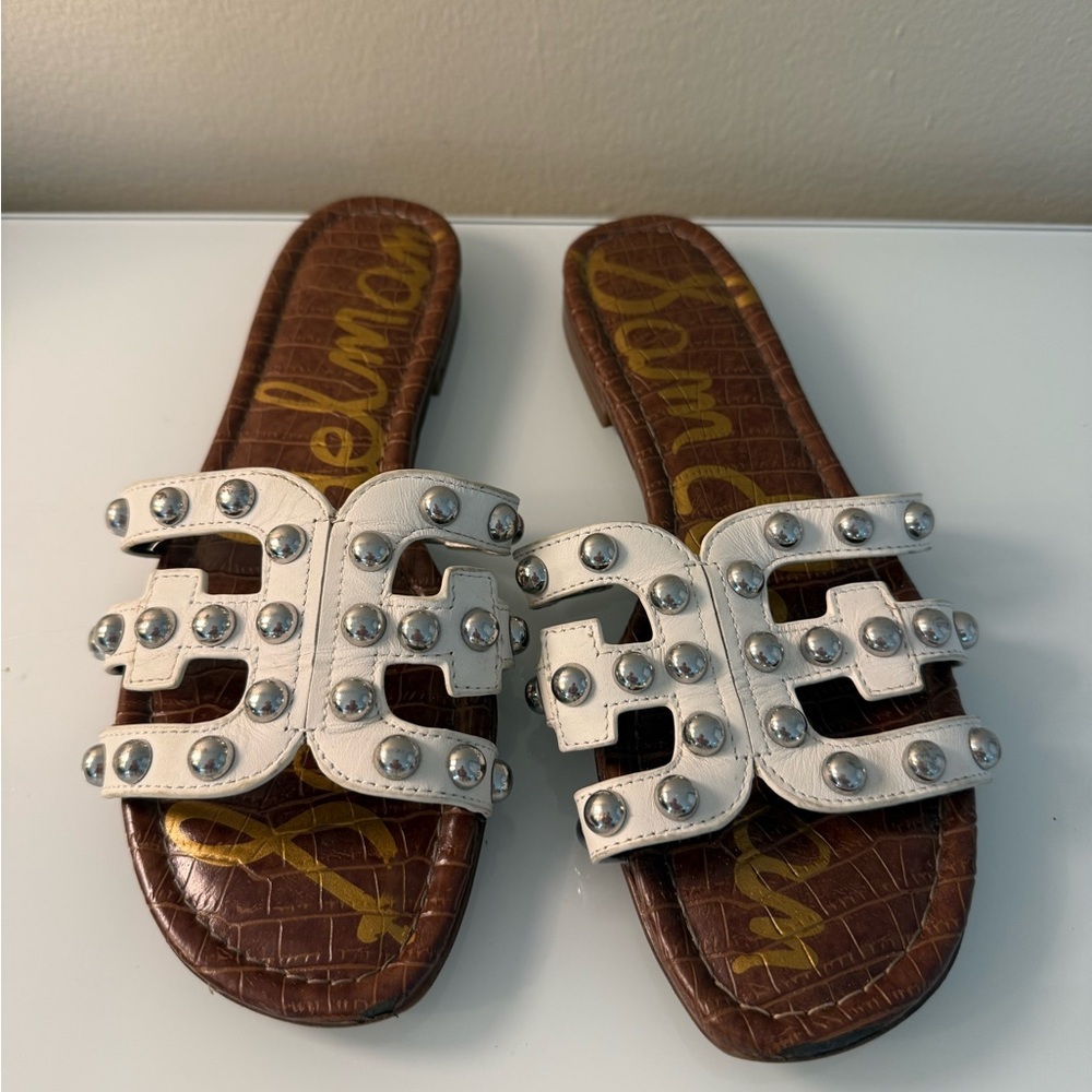 Sam Edelman White Studded Slide Sandals